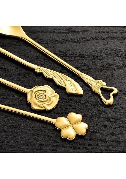 6'lı Golden Bloom Serisi 6'lı Çay Kaşığı Kalp Model