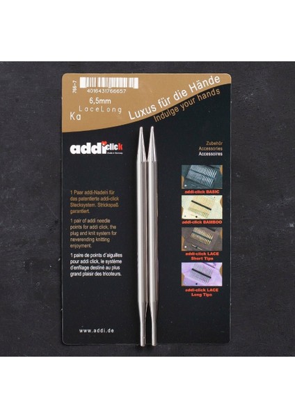 Addi Click 6.5 mm 13 cm Misinalı Dantel Şiş Ucu - 76