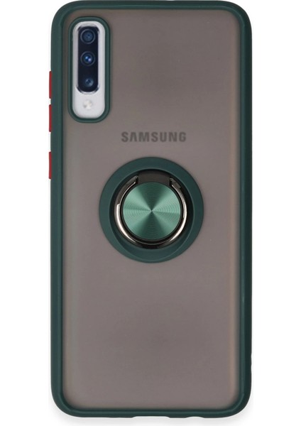 Samsung Galaxy A70 Kılıf Montreal Yüzüklü Silikon Kapak - Yeşil Nrmsa