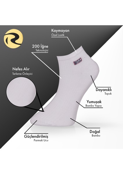 Bambu Erkek Patik Düz Çorap Dikişsiz Premium 3'lü