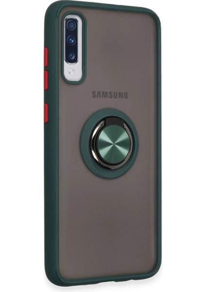 Samsung Galaxy A70 Kılıf Montreal Yüzüklü Silikon Kapak - Yeşil Nrmsa