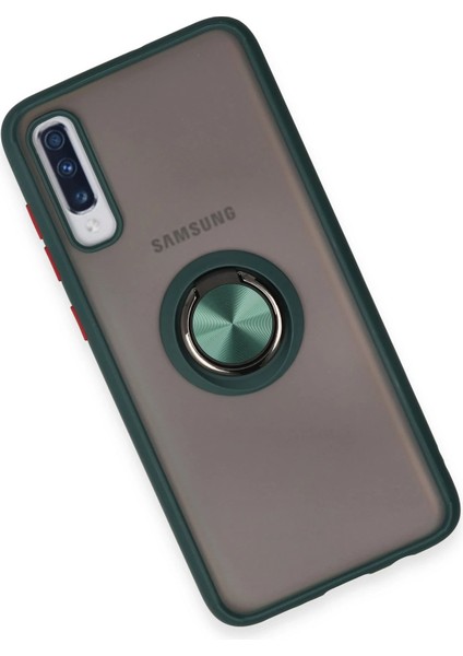 Samsung Galaxy A70 Kılıf Montreal Yüzüklü Silikon Kapak - Yeşil Nrmsa