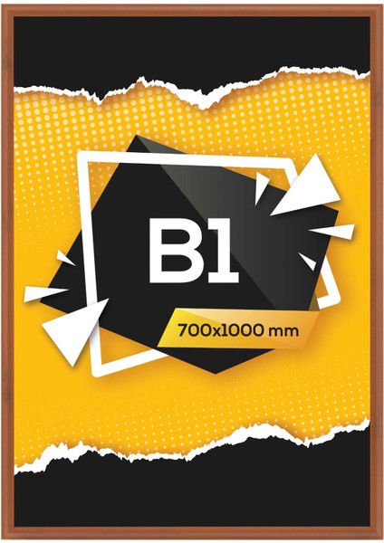 25mm. Ahşap Görünümlü Afiş Çerçevesi Gönye Köşe - B1 (700x1000 mm.)