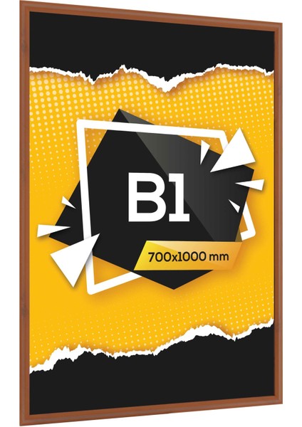 25mm. Ahşap Görünümlü Afiş Çerçevesi Gönye Köşe - B1 (700x1000 mm.)