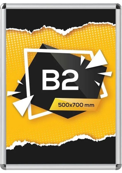 25mm. Alüminyum Afiş Çerçevesi Rondo Köşe - B2 (500x700 mm.)