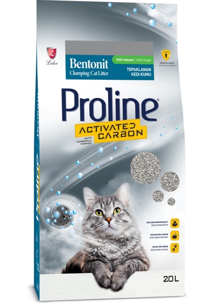 Aktif Karbonlu Topaklanan Kedi Kumu 20LT