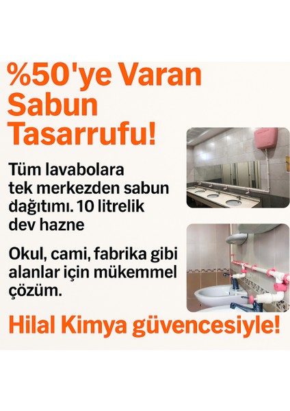 Merkezi Sistem Depolu Sabunluk Sistemi 10LT Butonlu Mavi 2 Musluklu