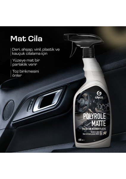 Polyrole Matte Mat Oto Parlatıcı Sprey Vanilyalı 300ml - Torpido, Plastik & Deri için Toz Tutmayan Parlaklık
