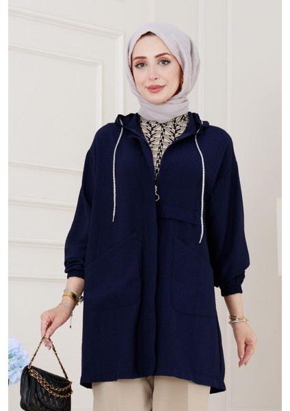 Kapüşonlu Önü Patlı Kap-Lacivert fırsatları