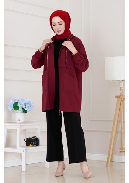 Kapüşonlu Önü Patlı Kap-Bordo fiyatları