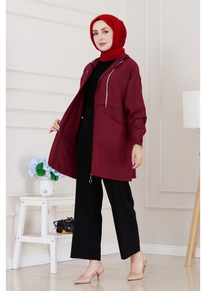 Kapüşonlu Önü Patlı Kap-Bordo modelleri