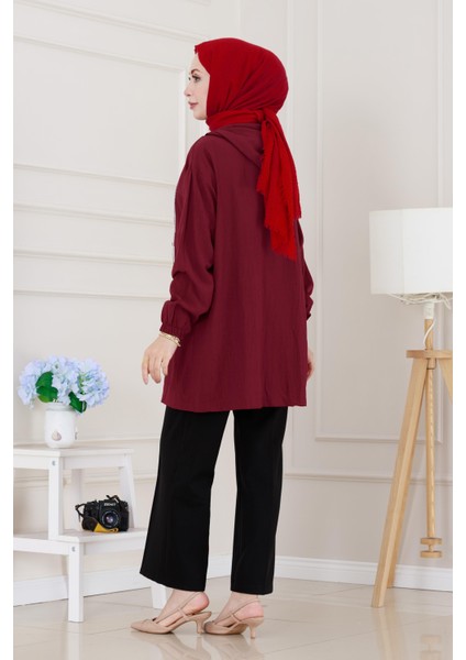 Kapüşonlu Önü Patlı Kap-Bordo indirimleri