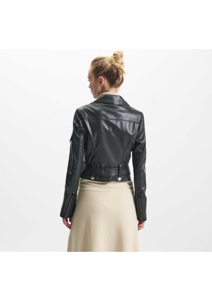 Haki Hakiki Deri Kadın Hakiki Deri Biker Mont - K24IDM320440-R45 fırsatları
