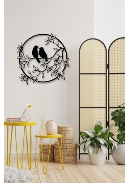 Ahşap Dalda Serçeler Duvar Dekoru Salon Oturma Yatak Odası Bahçe Için 40X40 cm Mdf Tablo
