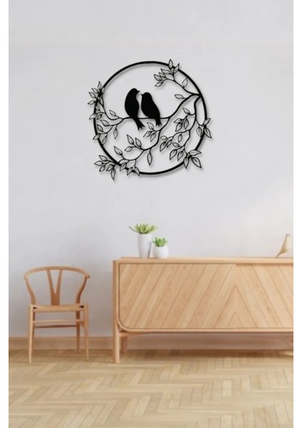 Ahşap Dalda Serçeler Duvar Dekoru Salon Oturma Yatak Odası Bahçe Için 40X40 cm Mdf Tablo