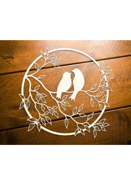 Ahşap Dalda Serçeler Duvar Dekoru Salon Oturma Yatak Odası Bahçe Için 40X40 cm Mdf Tablo