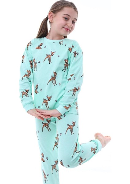 Geyik Desenli Kız Çocuk Pijama Takımı modelleri