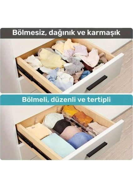 Akrilik Ayarlanabilir Çekmece Bölücü Düzenleyici Organizer 2 Adet