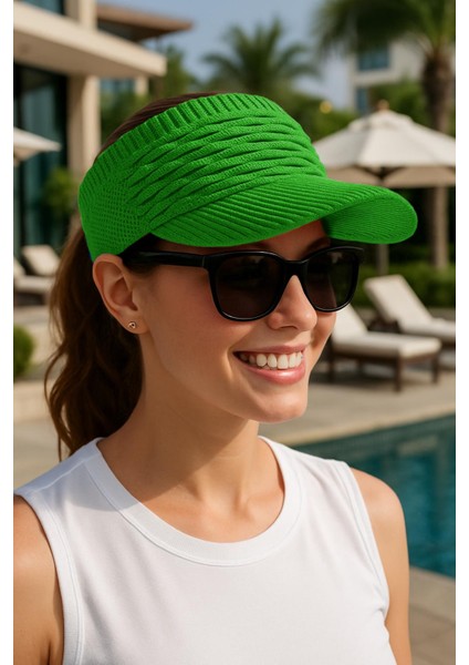 Örgü Vizör Şapka – Yazlık Gölgelikli Spor Golf, Yürüyüş, Tenis Şapkası