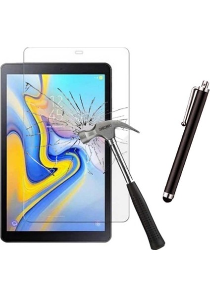Samsung Galaxy Tab A Sm T510 (2019) Uyumlu Şeffaf Kılıf Cam Kalem Set