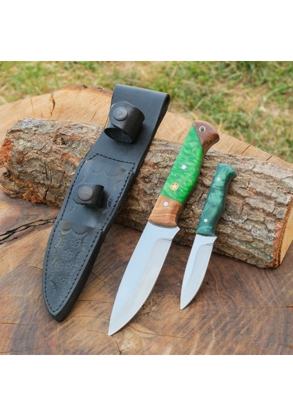 Babalı Oğullu Avcı Bıçağı Seti - Epoksi Kabza