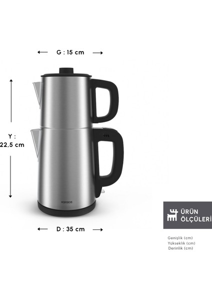 Teabig Xl 2 In 1 Çelik Çay Makinesi Ve Su Isıtıcı Inox