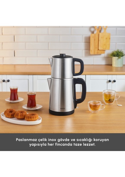 Teabig Xl 2 In 1 Çelik Çay Makinesi Ve Su Isıtıcı Inox