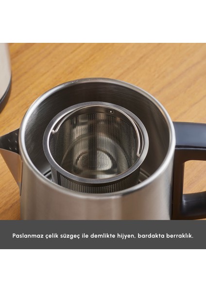 Teabig Xl 2 In 1 Çelik Çay Makinesi Ve Su Isıtıcı Inox