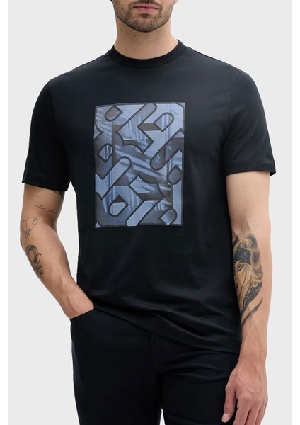 % 100 Pamuk Regular Fit Bisiklet Yaka Desenli T Shirt Erkek T Shirt 50538438 404