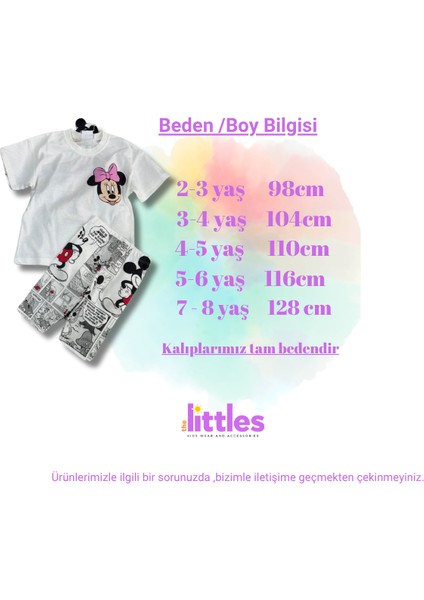 Kız Çocuk Mickey Minnie Mouse Figürlü Sırt Baskılı Beli Lastikli Pamuklu Kumaş Yarım Biker Taytlı Ikili Takım fiyatları