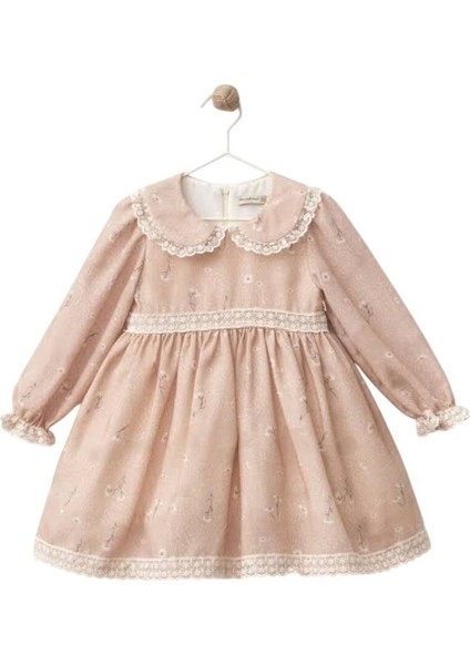 W1041 Kız Bebek Papatya Baskılı Elbise