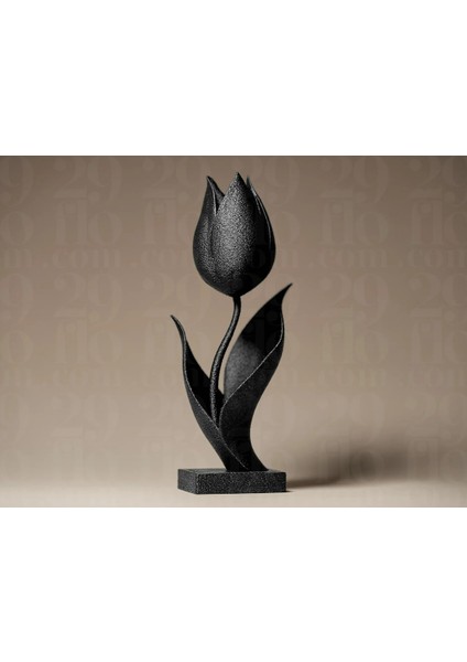 Siyah Lale – Modern Minimal Çiçek Figürü