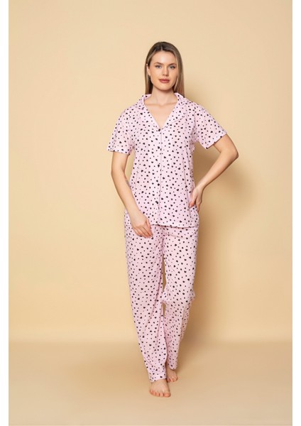 Kadınkalp Desenli Kısa Kol Gömlek Pijama Takımı fiyatları