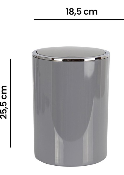 Lenox Çöp Kovası - Gri - 6 Lt