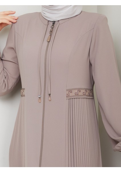 Yarım Pileli Bel Nakışlı Tam Boy Kadın Ferace indirimleri