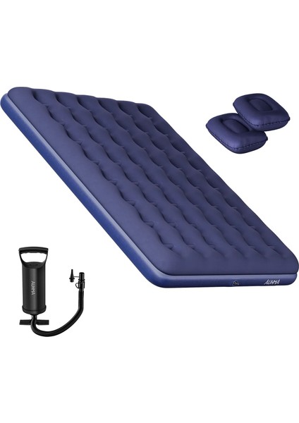 Çift Kişilik Şişme Yatak - 2 Yastık ve El Pompası Hediyeli 203CMX152CMX22CM Kamp & Ev Kullanımı
