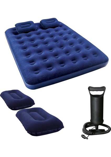 Çift Kişilik Şişme Yatak - 2 Yastık ve El Pompası Hediyeli 203CMX152CMX22CM Kamp & Ev Kullanımı