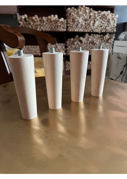 Ham 12 cm Ahşap Mobilya Ayağı – 4 Adet (Berjer, Puf, Tv Ünitesi, Sehpa Için – Bağlantı Aparatları ve Vidalar Dahil)