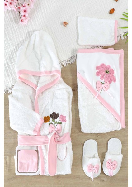 Kız Bebek Lüks Bornoz Takımı Havlu Seti % 100 Pamuk Kumaş 0- 2 Yaş STL7004 fiyatları