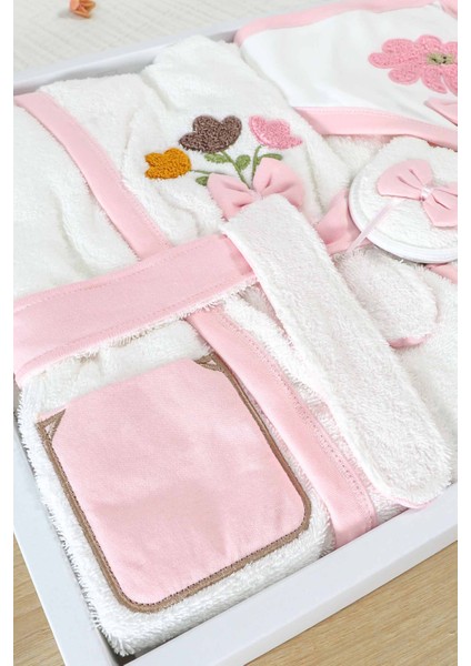 Kız Bebek Lüks Bornoz Takımı Havlu Seti % 100 Pamuk Kumaş 0- 2 Yaş STL7004 modelleri