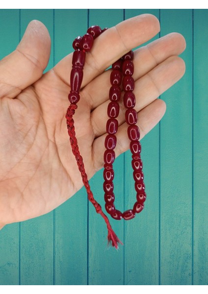 Sıkma Kehribar Tesbih Bordo Renk Kapsül Kesim T-826 fiyatları