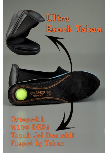 Kadın Ortopedik Taraklı Ayakkabı Siyah Suni Deri Düz Taban Günlük Kullanım İçin fiyatları