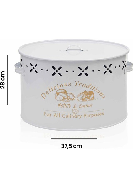 Metal Bölmeli Patates Soğan Kovası - Beyaz - 18 lt