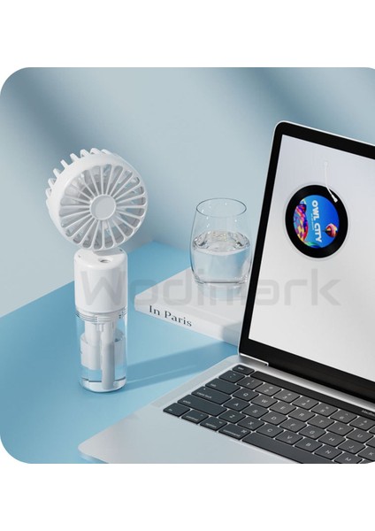 El Tipi Sulu Buharlı Fan Şarjlı Vantilatör Mini Masaüstü El Fan Taşınabilir 3 Kademeli USB Pervane