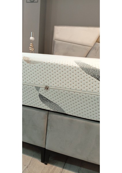 Çift Kişilik Fermuarlı Yatak Pedi ve Şiltesi 160x200x22 cm 300gr Örme Kumaş Beyaz Desenli modelleri