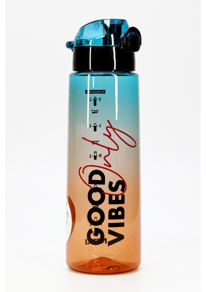 Su Matarası Tritan Geniş Ağız Su Şişesi Grafiti Spor Matarası Suluğu Bpasız 800 ml Mavi 0104