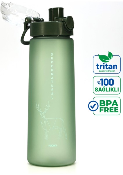 Su Matarası Tritan Geniş Ağız Su Şişesi Luxury Spor Matarası Suluğu Bpasız 730 ml Yeşil 0110