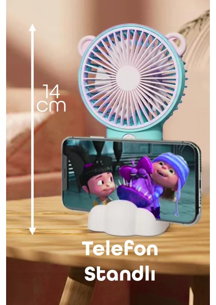 Şarjlı Telefon Standlı Mini El Fanı Seyahat Masaüstü Vantilatör Taşınabilir Mini Fan Turkuaz 0808 indirimleri