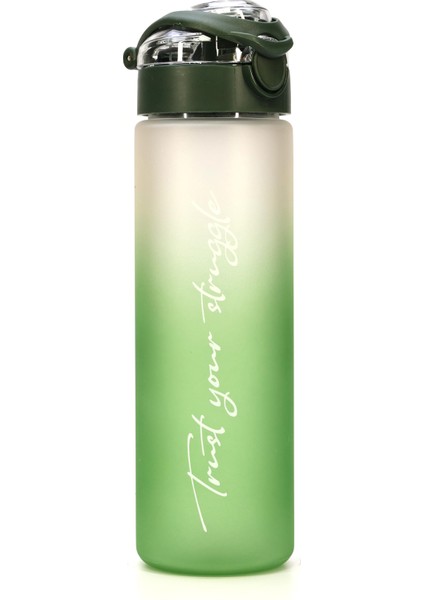Su Matarası Tritan Geniş Ağız Su Şişesi Gradient Type Spor Matarası Suluğu Bpasız 630 ml Yeşil 0111