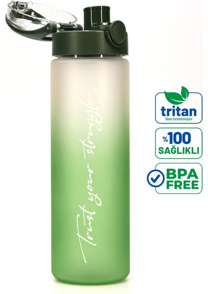 Su Matarası Tritan Geniş Ağız Su Şişesi Gradient Type Spor Matarası Suluğu Bpasız 630 ml Yeşil 0111 modelleri